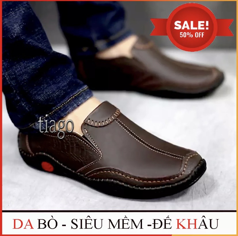 Giày nam Giày lười nam Giày mọi nam da bò thật đế ca su siêu bền mẫu hot nhất năm 2021 - ABCD SHOP
