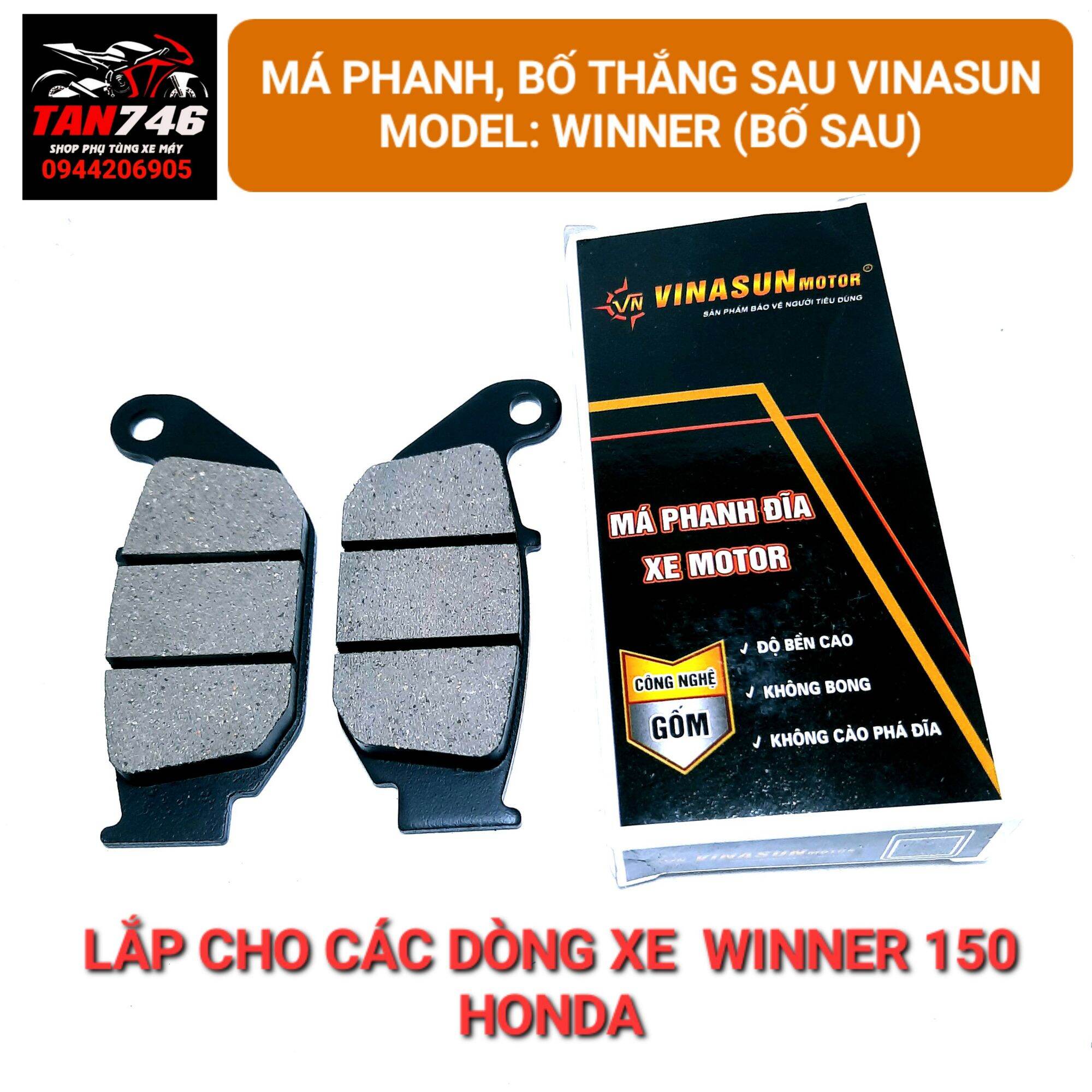 Má phanh bố thắng đĩa sau VINASUN cho Winner, Winner x 150, Chất lượng vượt trội cho sự an toàn tuyệt đối