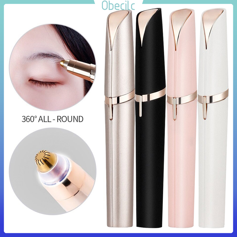 Obecilc Máy Tỉa Lông Mày Chạy Điện Có Đèn LED, Dụng Cụ Tẩy Lông Mày Mặt 360 ° Máy Cạo Râu Dao Cạo Lông Mày Không Đau[GD]