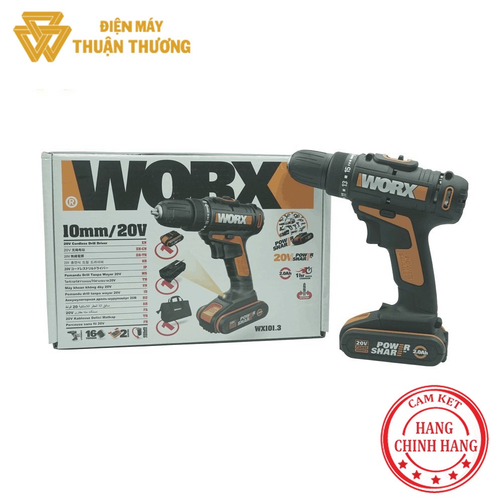 Bộ máy khoan pin 20v worx orange wx101.3