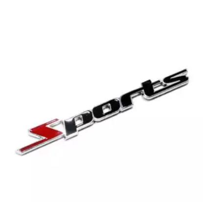 Tem chữ SPORTS kim loại dán ô tô ( đỏ phối đen) - SS1