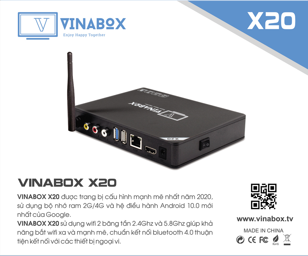 VINABOX X20 - RAM 2GB, MẪU VINABOX MỚI NHẤT NĂM 2020 ANDROID 10 SIÊU MƯỢT