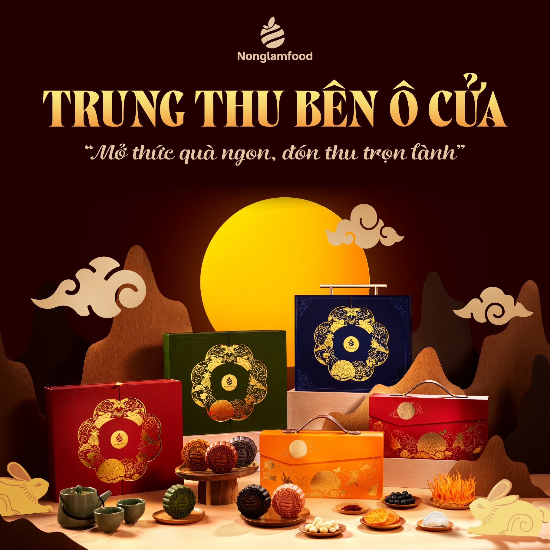 Bánh trung thu ăn kiêng, ít ngọt Thượng Hạng Nonglamfood | Set 2 4 6 Bánh | Quà tặng sang trọng đẳng cấp ý nghĩa dành cho người thân - gia đình - đối tác - bạn bè