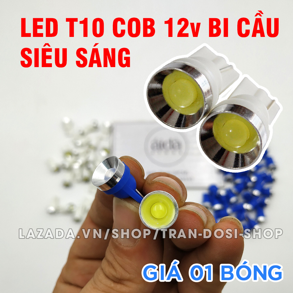 01 bóng đèn LED T10 COB 3w bi cầu siêu sáng lắp demi, mặt đồng hồ xe máy, ô tô 12v