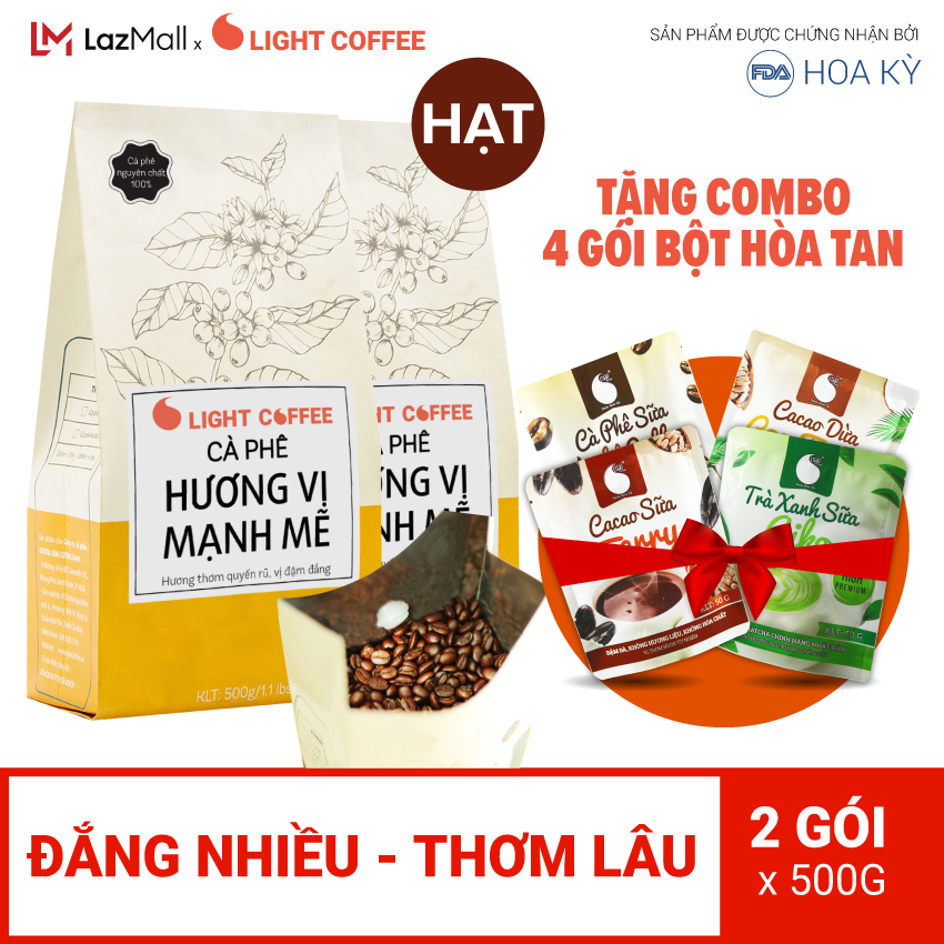 Light Coffee - Cafe hạt rang nguyên chất 100% - Hương vị mạnh mẽ - 1kg