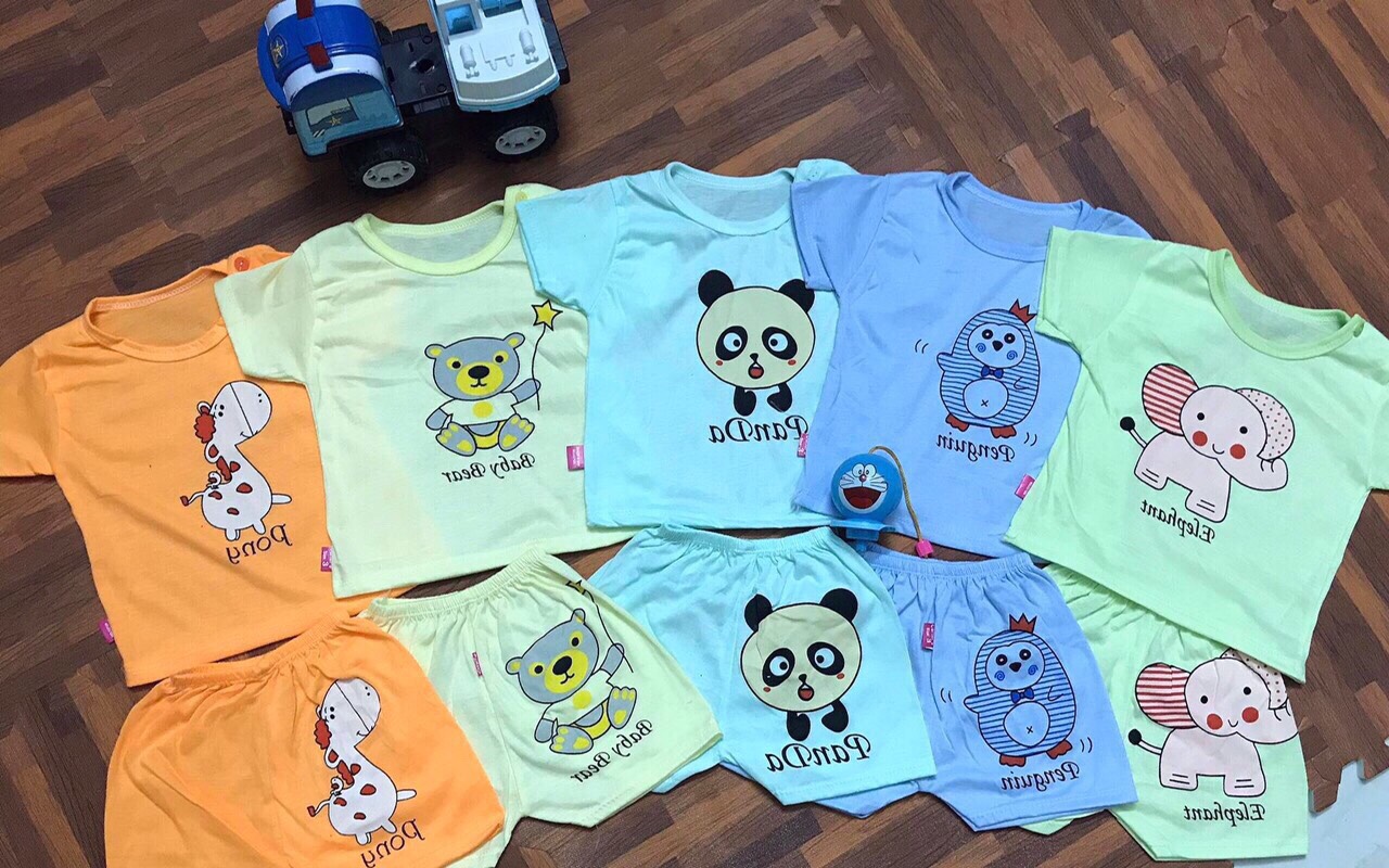 5 bộ cộc bé trai/ bé gái cotton 2 chiều 4-14kg