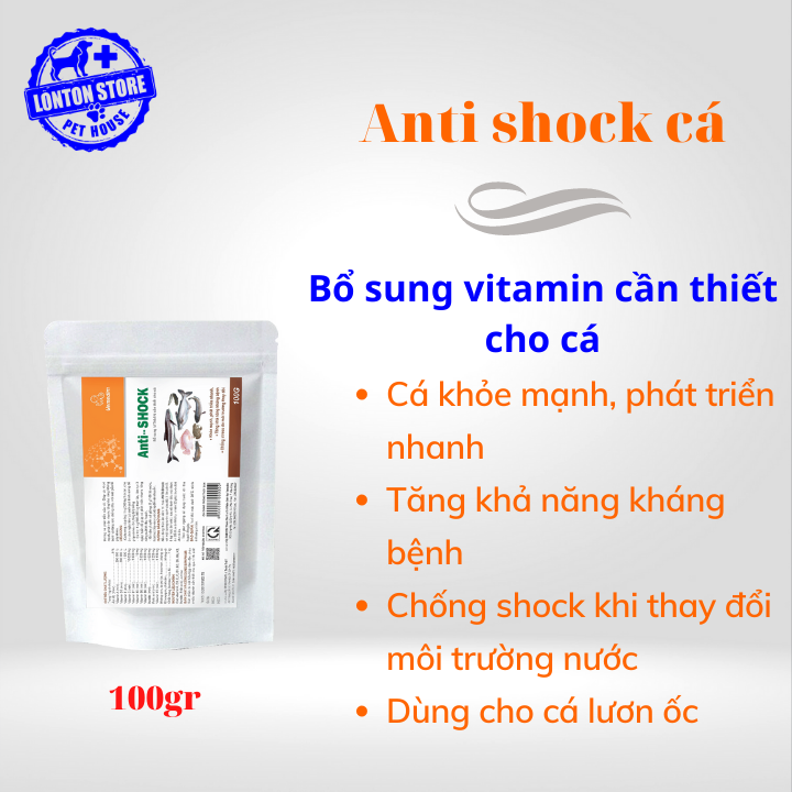 Gói 100gram VEMEDIM Anti-Shock cá bổ sung vitamin tăng đề kháng, giúp cá khỏe, túi zip 100gr Lonton store& Vemedim