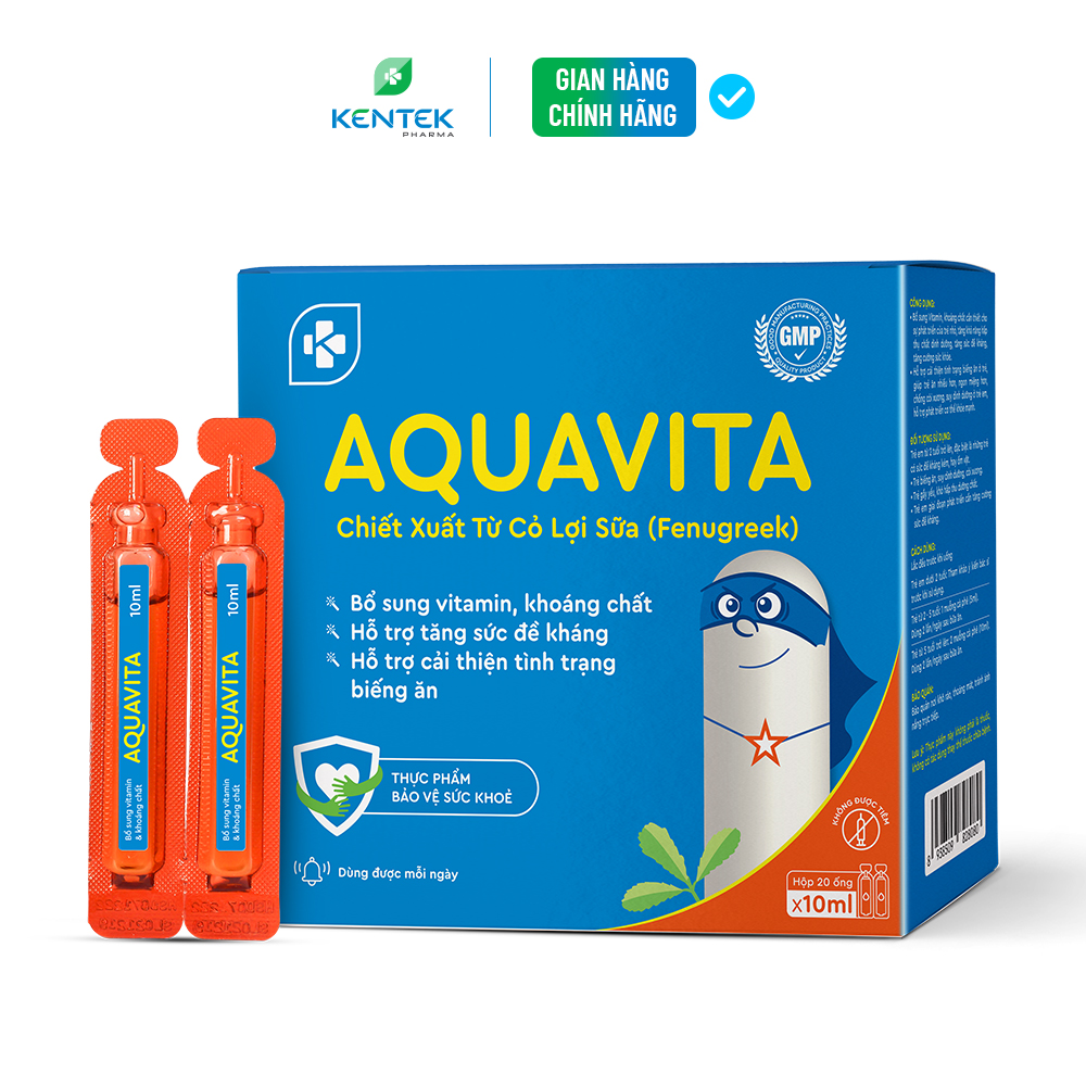 Siro bổ dưỡng Aquavita dành cho bé biếng ăn (Hộp 4 vỉ x 5 ống x 10ml)