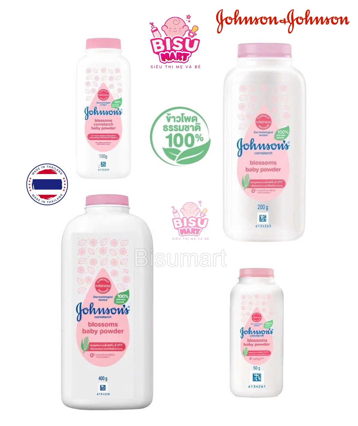 Phấn Johnson Baby Phấn rôm sẩy Thái Lan 50g 100g 200g 400g