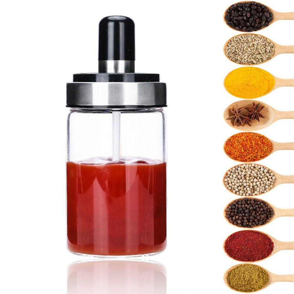 CHÍNH HÃNG - HŨ THUỶ TINH ĐỰNG GIA VỊ CÓ THÌA MÚC 250ML, HŨ ĐỰNG GIA VỊ, LỌ ĐỰNG GIA VỊ, DỤNG CỤ NHÀ BẾP