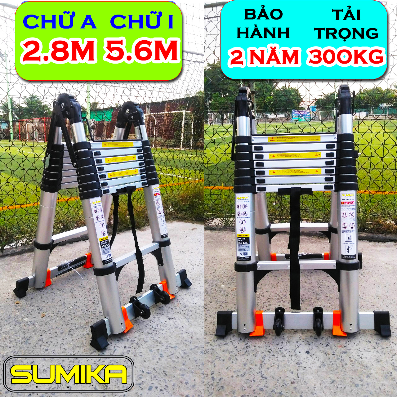 Thang nhôm rút đôi xếp gọn [chữ A: 2.8M chữ I: 5.6M] Sumika SK560D NEW 2020 ( BẢO HÀNH 2 NĂM) TẢI TRỌNG 300KG