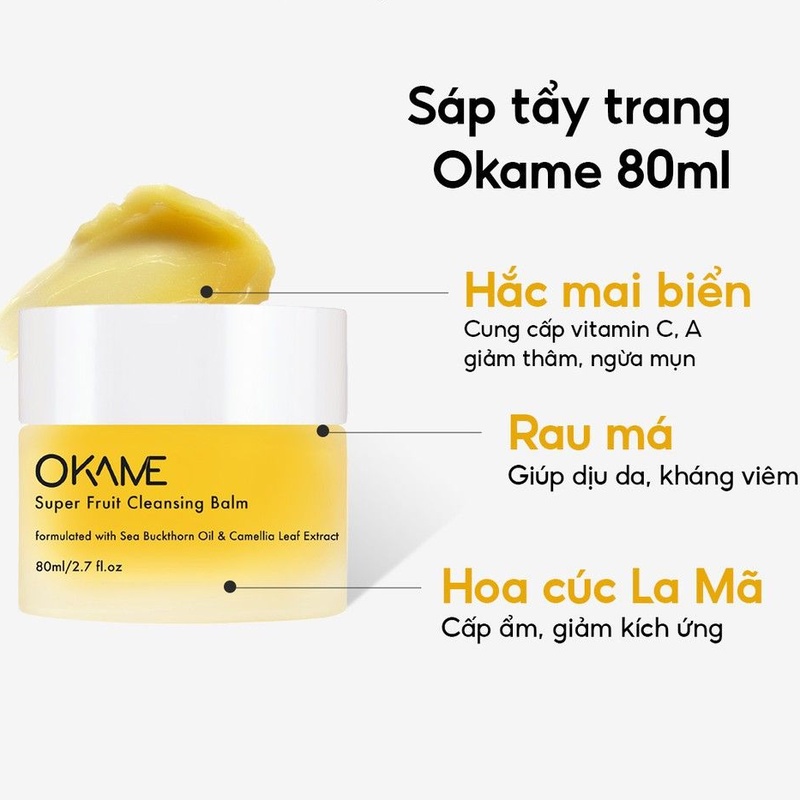 Sáp tẩy trang dễ nhũ hoá, làm sạch sâu Okame Super Fruit Cleansing Balm Minisize 7ml