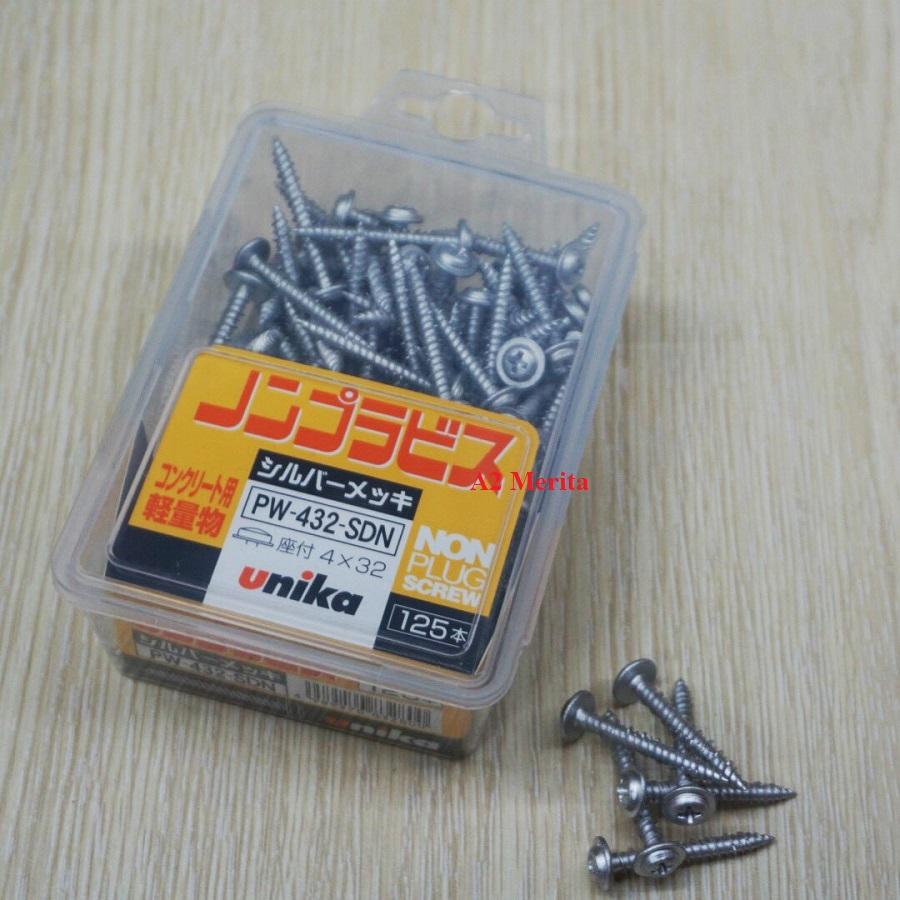 Vít bê tông 4mm đầu nón vành Unika PW432 (không cần dùng tắc kê nhựa)