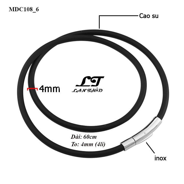 [HCM]Dây chuyền cao su 4li dài 60cm khóa chắc chắn MDC108-60