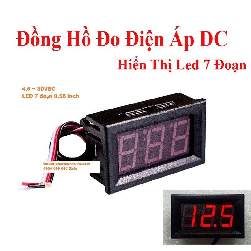 Đồng hồ led báo volt dc, đo điện áp một chiều