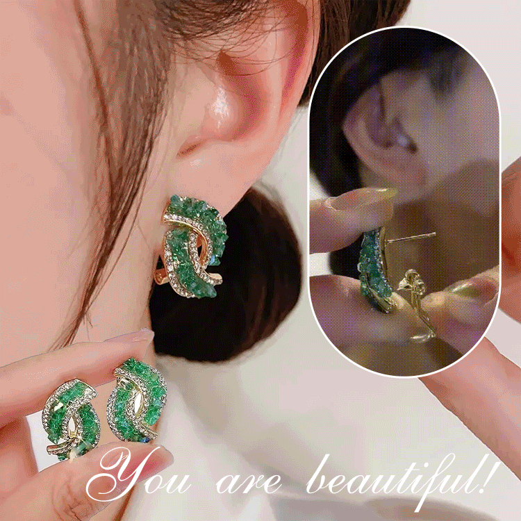 Geometric Green Diamond Exquisite Niche Design Earrings Light Luxury And High-end Earrings