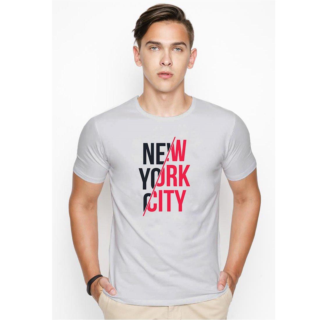 Áo thun nam đẹp hình New york city cá tính màu xám nhạt vải dày mịn TEE19s229
