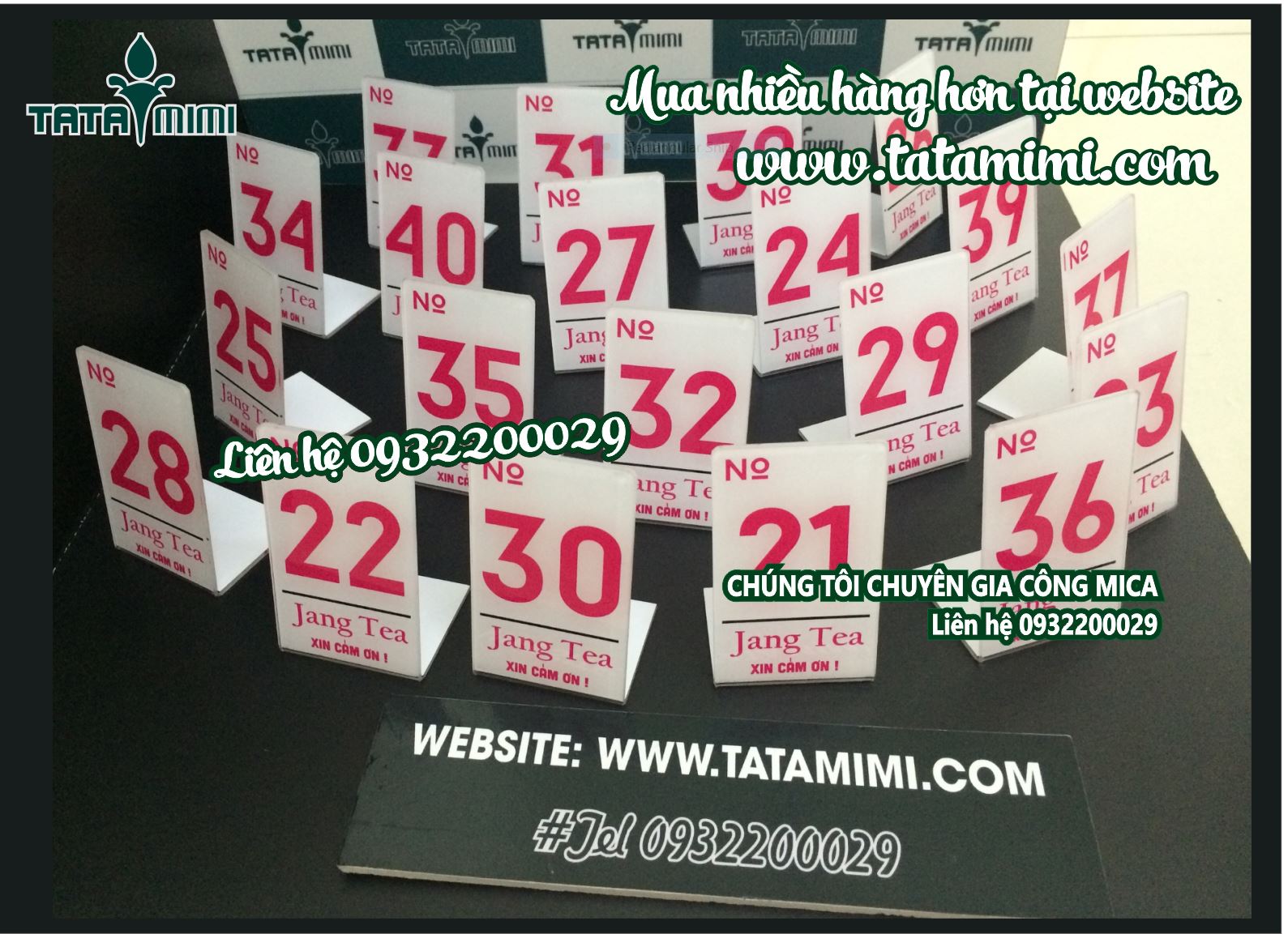 Combo 15 biển số bàn có sẵn màu cam -Biển số bàn mica đánh số thứ tự