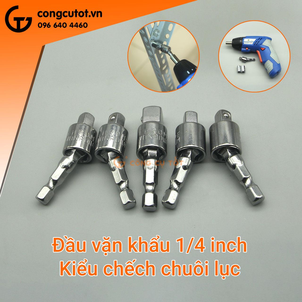 Combo 5 chiếc đầu chuyển vặn khẩu 1/4 kiểu chếch chuôi lục