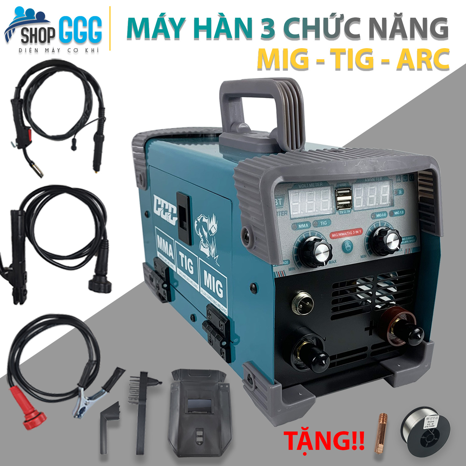 Máy hàn mig 3 chức năng hàn MIG/ TIG/ MMA MIG650 Hàn sắt thép inox sử dụng que hàn khí hàn dây hàn tẩm thuốc Kích thước nhỏ gọn đẩy đủ phụ kiện Tăng cuộn dây hàn béc hàn. Bảo hành 1 năm