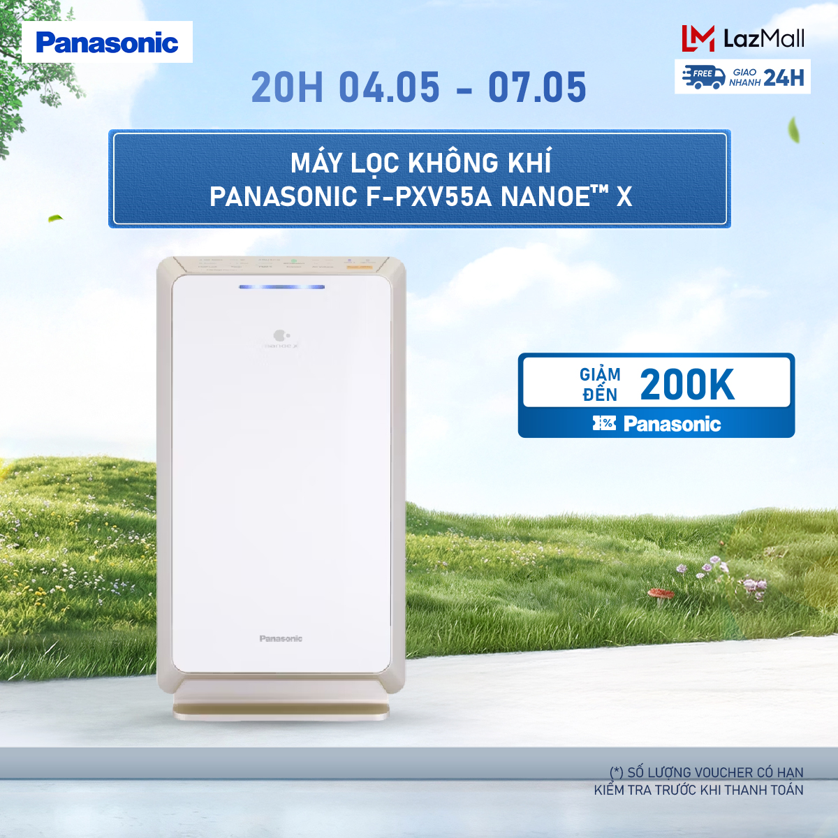 Máy lọc không khí Panasonic F-PXV55A nanoe™ X - Bộ lọc HEPA - Hàng chính hãng