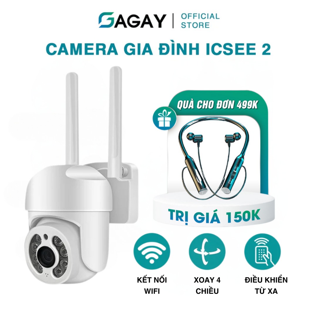 Camera ICSEE 2 Wifi Camera Giám Sát Trong Nhà Ngoài Trời Xoay 4 Chiều Dễ Dàng Cài Đặt Quan Sát Ban Đêm Hiệu Quả GD912