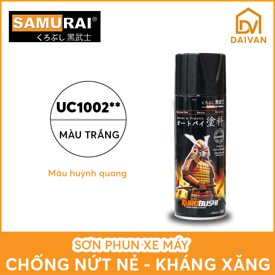 Chai sơn Samurai UC1002 màu trắng - chai nền cho các màu huỳnh quang
