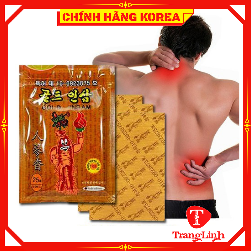 Cao dán hồng sâm hàn quốc đặc biệt Gold Insam vàng, Giúp giảm đau nhức xương khớp, túi 25 miếng, tranglinh