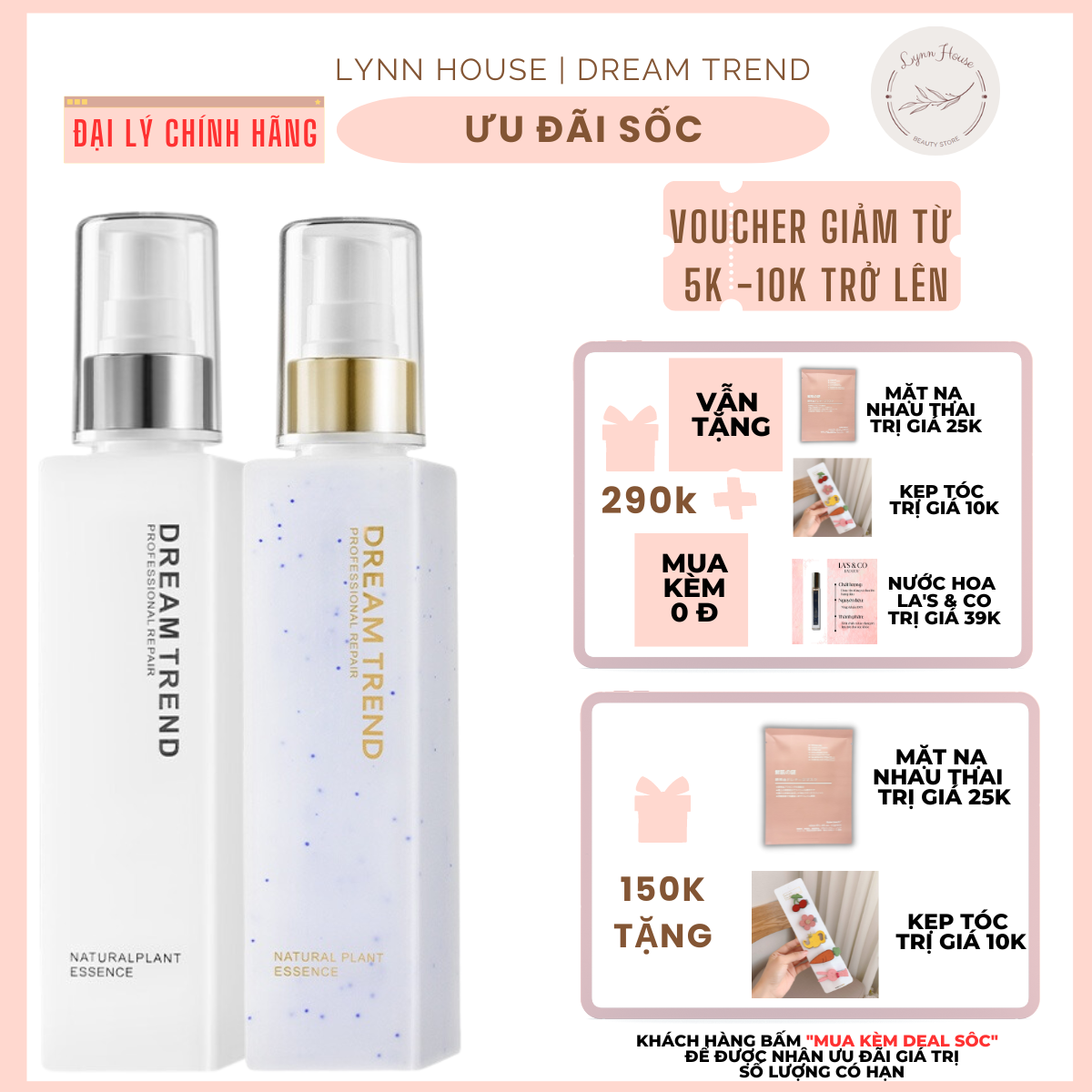 Combo dưỡng tóc aha hồng + trắng + vàng mix - dream trend