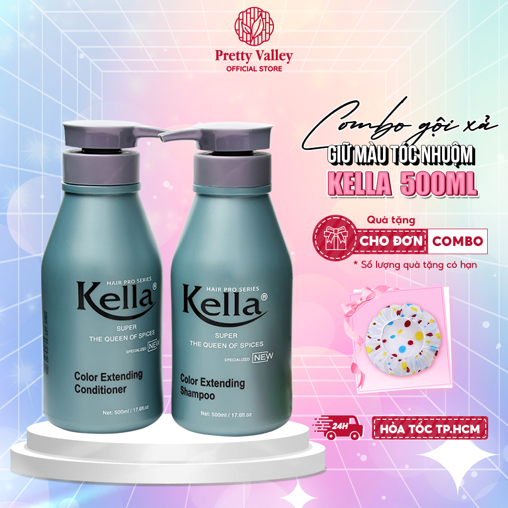 Dầu xả giữ màu tóc nhuộm Kella 500ml, giữ màu tóc nhuộm bền màu, lâu phai  - Pretty Valley Store