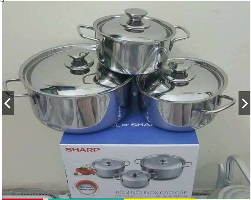 Bộ 3 nồi inox sharp