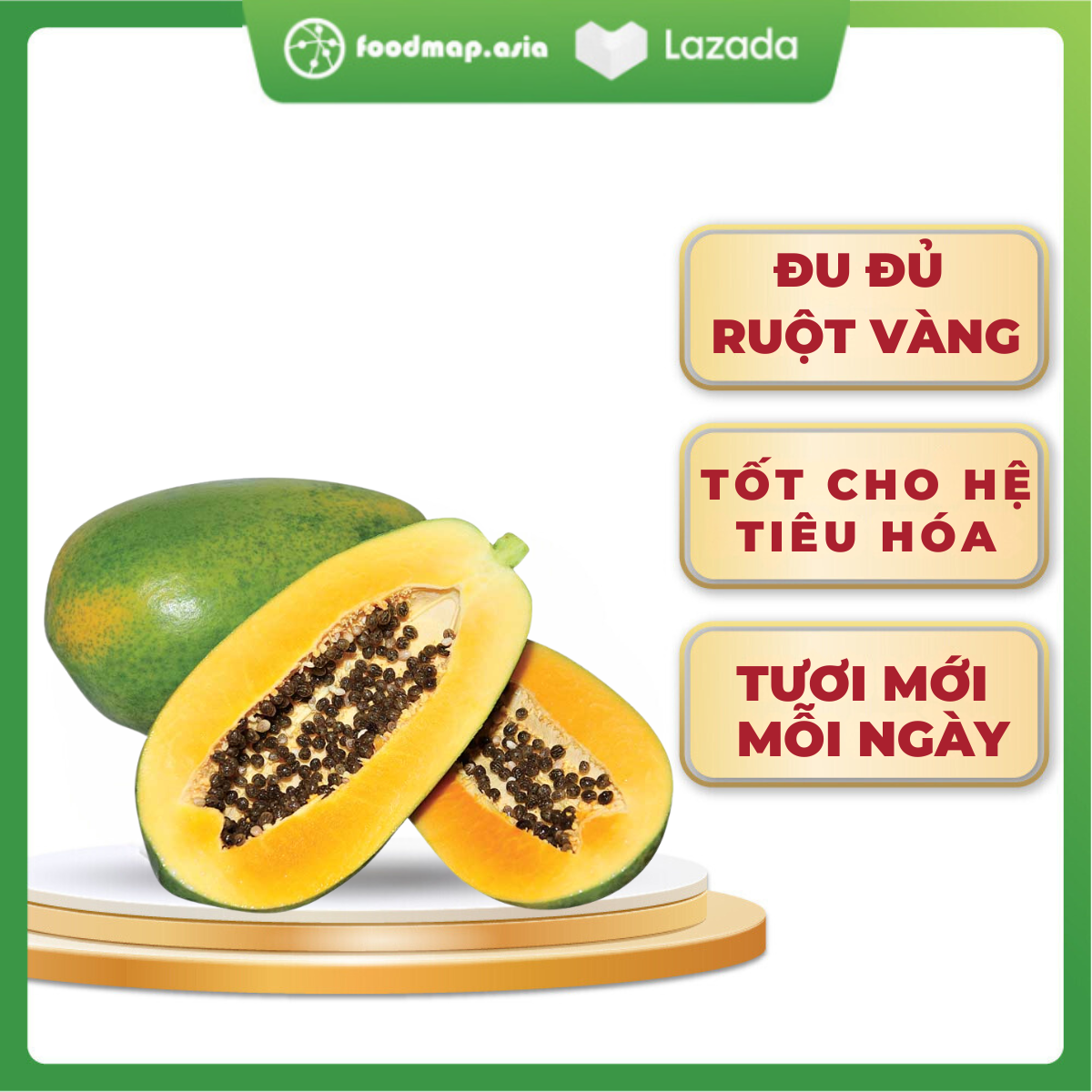 Đu Đủ Ruột Vàng -Trái 1 - 1.2kg - Foodmap Fruits