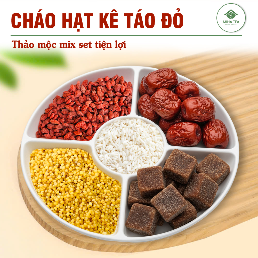 Cháo hạt kê táo đỏ bổ tỳ dưỡng vị, 5 set nguyên liệu nấu cháo hạt kê, tốt cho tiêu hoá, dưỡng nhan