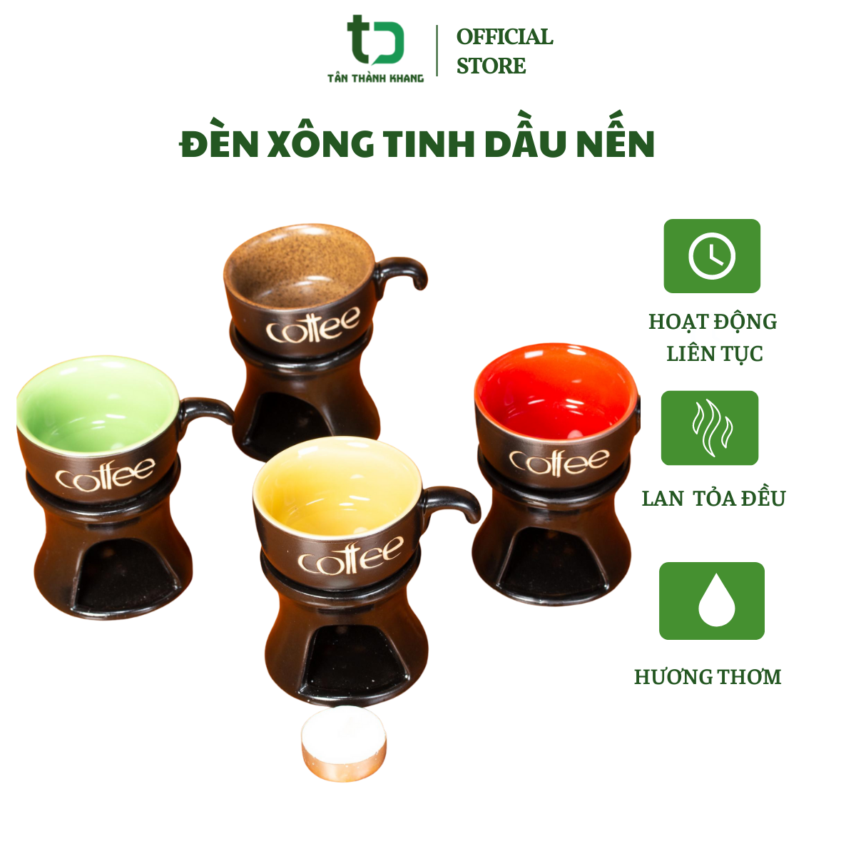 Combo 5 đèn xông tinh dầu nến +5 hộp nến
