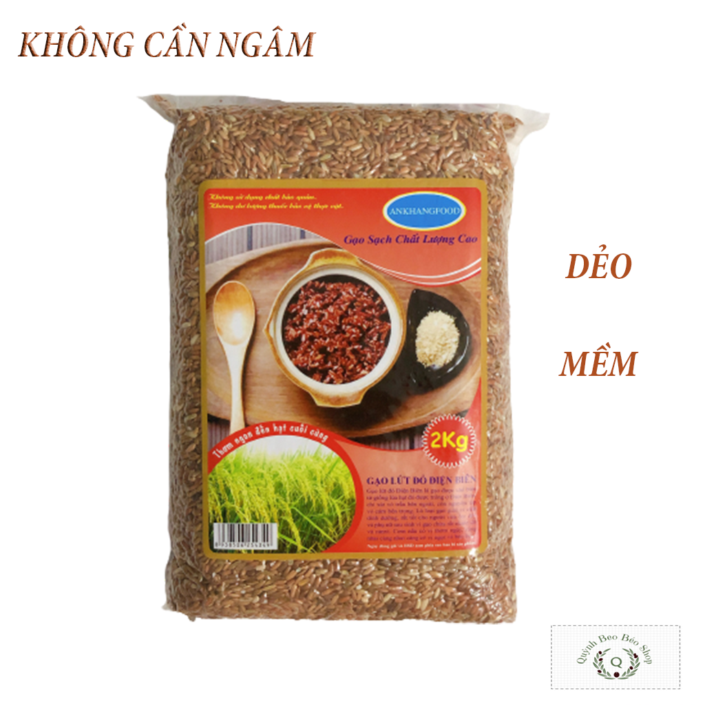 Gạo lứt đỏ Điện Biên 2kg dẻo ngọt không cần ngâm, gạo lức đỏ thực dưỡng, Eatclean, gạo lứt ăn kiêng, giảm cân an toàn,hiệu quả