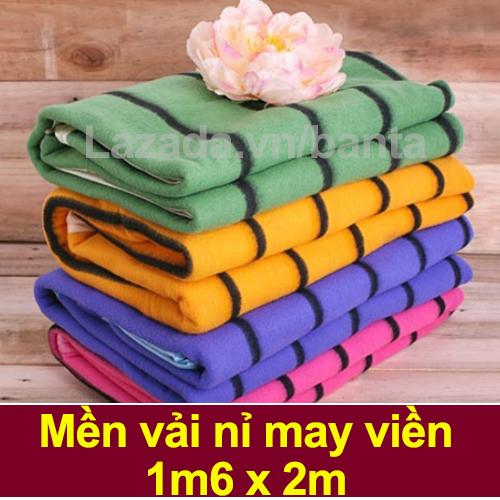 Chăn mền nỉ 1.6m x 2m may viền chắc chắn, sọc màu trang nhã (giao màu ngẫu nhiên)