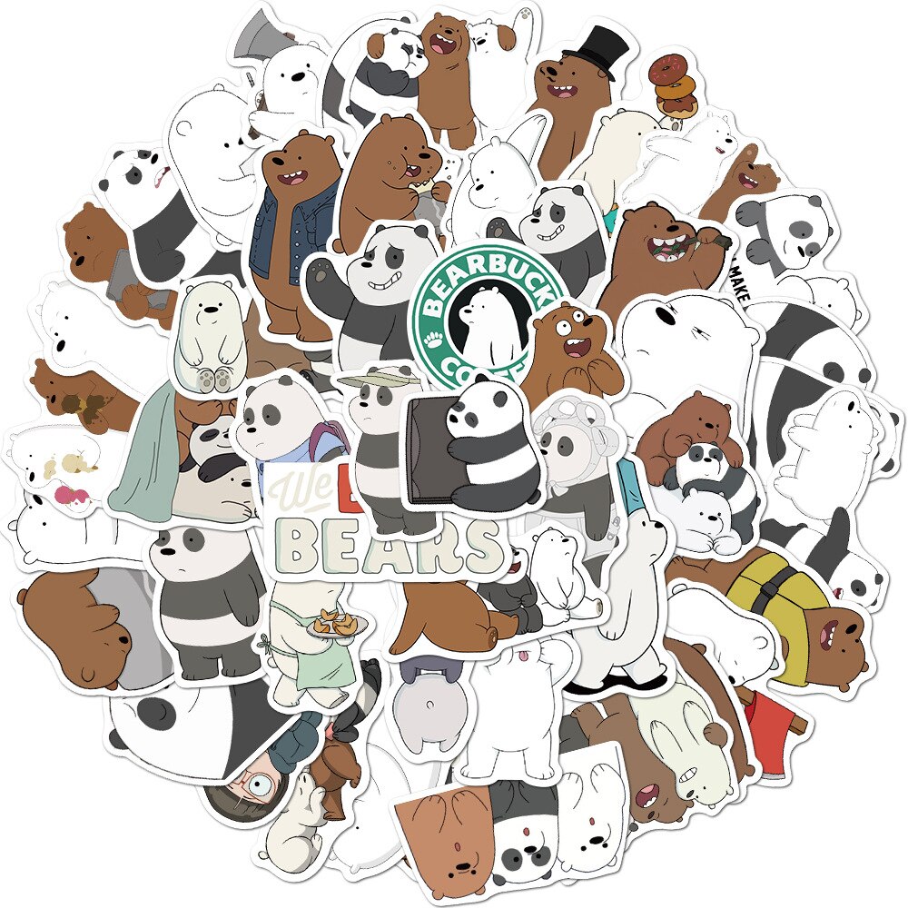 Bộ hình dán 3 Chú gấu We Bare Bears siêu hot sticker pvc chống nước cao cấp, không bay màu, dán vali, dán nón bảo hiểm, dán laptop - Owl Sticker