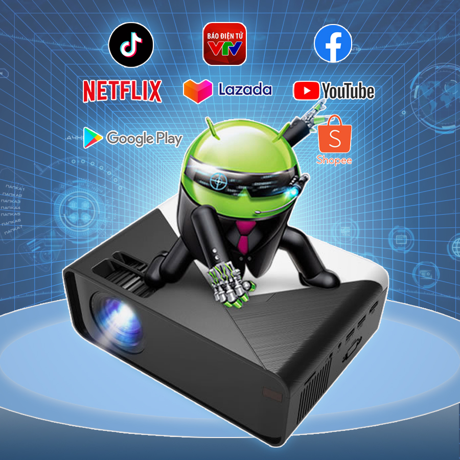 ✧ Máy chiếu mini Android 2-16gb ALUH độ phân giải 1080p xem phim full HD sắc nét phù hợp gia đình và phòng chiếu nhỏ