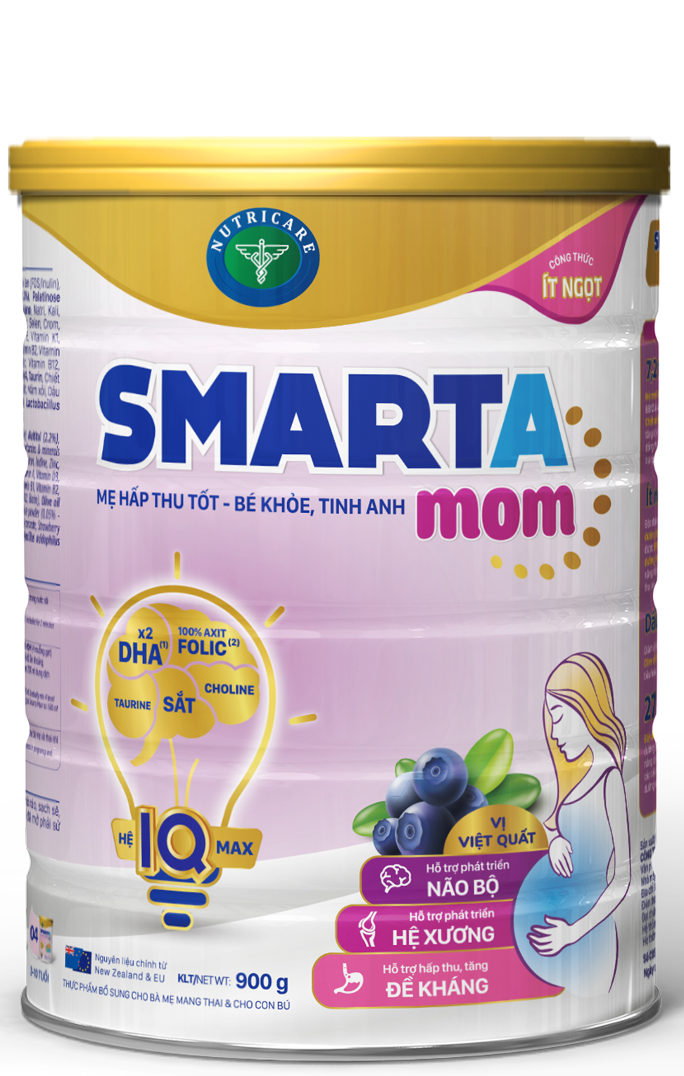 Sữa bột Nutricare Smarta Mom (900g) vị việt quất - công thức ít ngọt