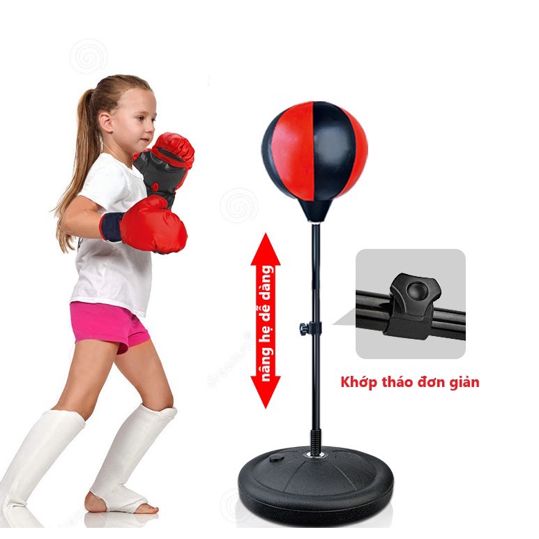 (TRÒ CHƠI RÈN LUYỆN SỨC KHOẺ) Đồ chơi đấm bốc phản xạ - Bộ Boxing cao cấp khung bằng sắt phun sơn cực đẹp kèm găng tay mềm ôm tay, giúp bé không bị đau tay, đàn hồi tốt