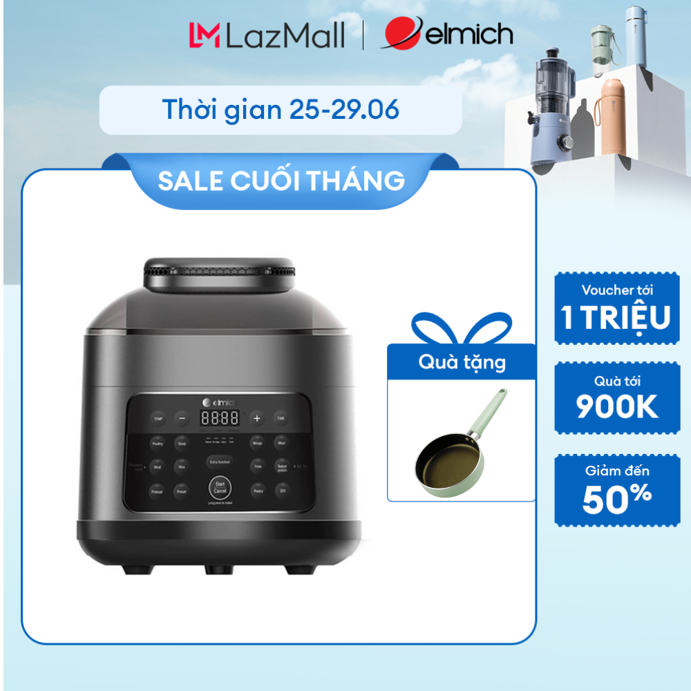 (Chỉ 25-29.06)Nồi chiên không dầu kết hợp áp suất đa năng Elmich AFE-1808