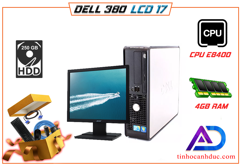 Bộ máy tính đồng bộ DELL 380 RAM 4G HDD 250G kèm Màn hình LCD 17 tặng phím chuột lót cáp NEW học tập xem phim nghe nhạc đọc báo tốt
