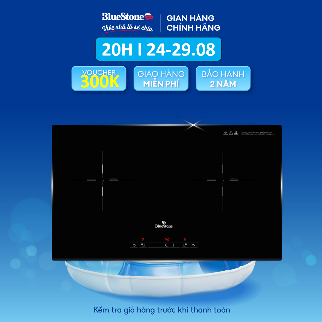[Trả Góp 0%] Bếp Từ Đôi BlueStone ICB-6818 - 4000W - Mặt kính Ceramic cao cấp - Điều khiển cảm ứng - 9 mức điều chỉnh - Bảo hành 2 năm