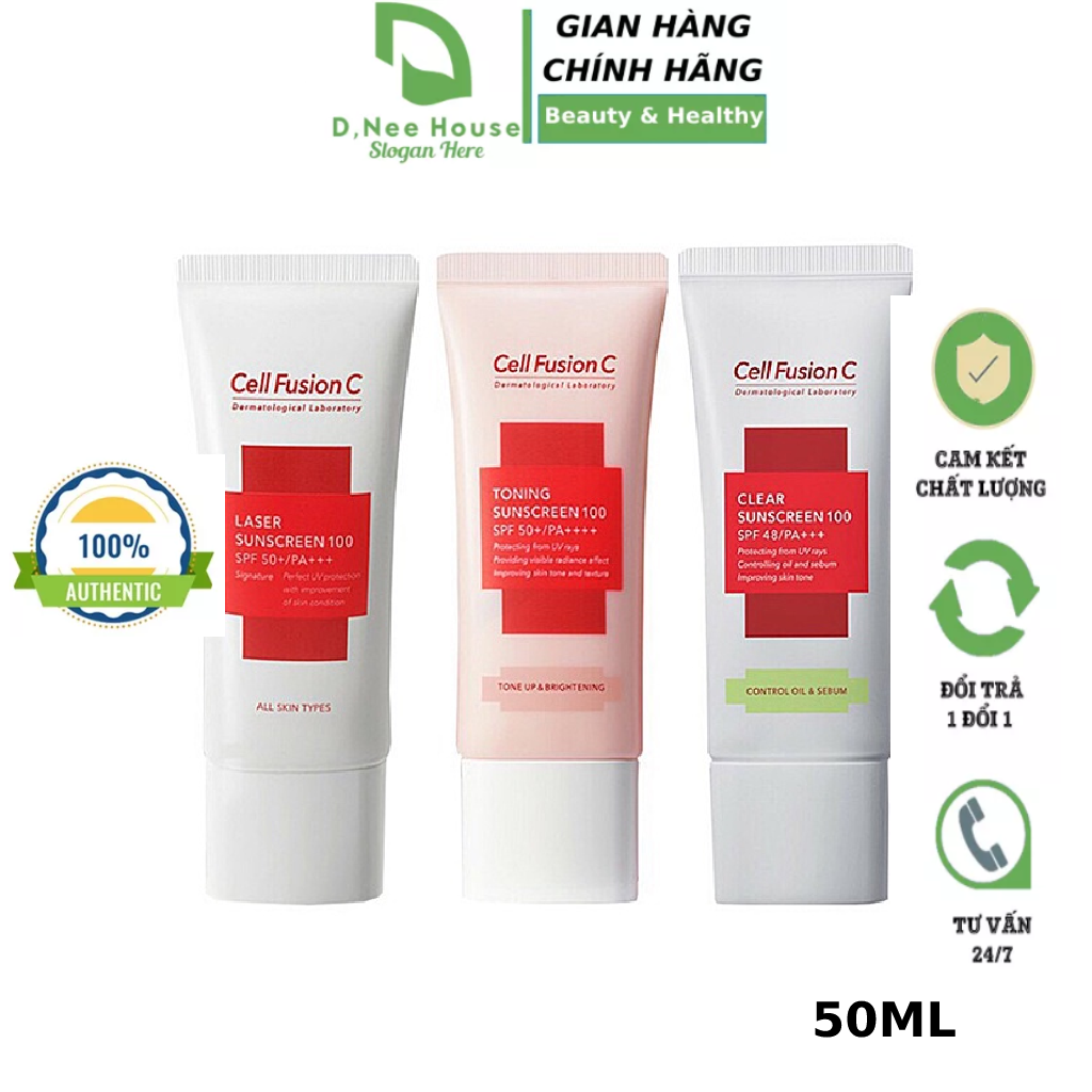 Kem chống nắng cell fusion c, kem chống nắng cho da dầu,nhạy cảm, khô, yếu, nâng tone d,nee house