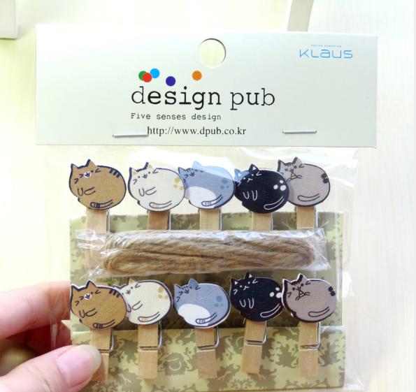 [HCM]10 kẹp gỗ hình mèo mập