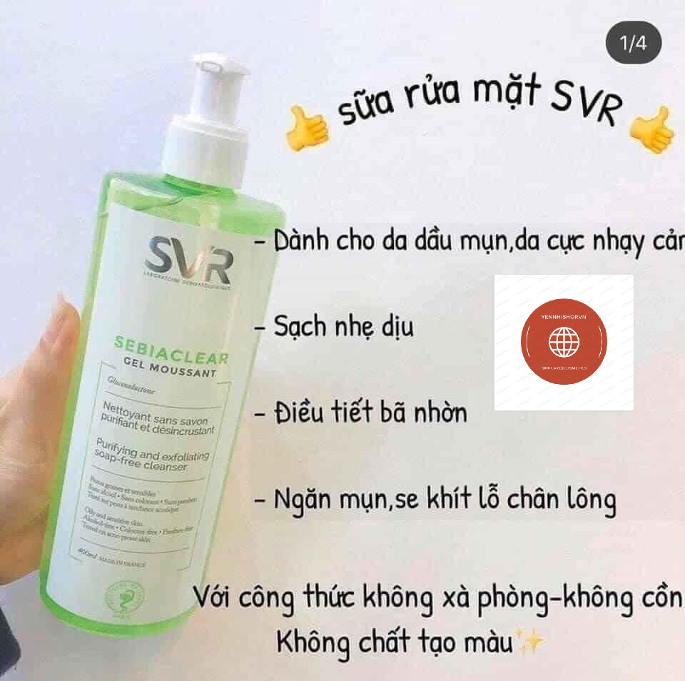 Sửa rửa mặt SVR 400ml dành cho da dầu mụn nhạy cảm