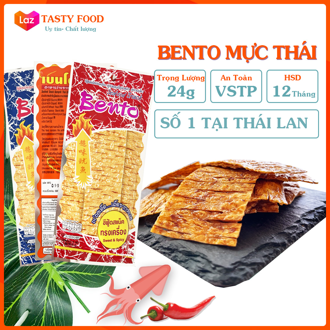 Gói Snack Mực Tẩm Gia Vị Bento (20-24g / Gói), Bento mực loại 20g-24g đủ vị, Bento mực chuẩn hàng Thái xịn, mực bento cay đồ ăn vặt Tasty Food
