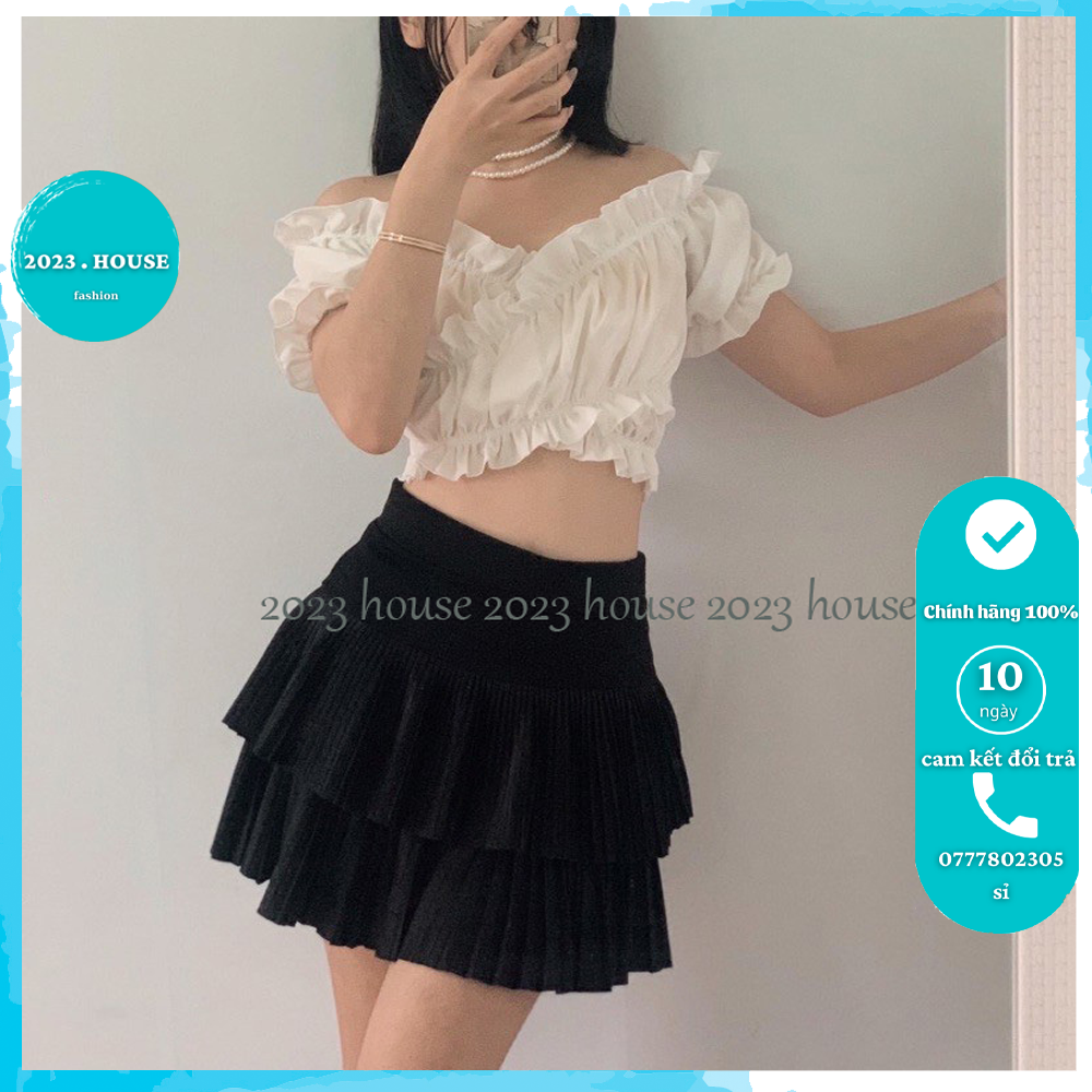 Áo croptop voan bèo cột dây nữ tính áo kiểu nữ sexy - 2023 House