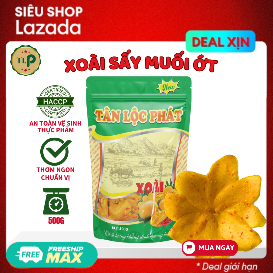 XOÀI SẤY MUỐI ỚT TÂN LỘC PHÁT BỊCH Sấy dẻo giữ nguyên mọng nước của xoài Đồ ăn vặt yêu thích
