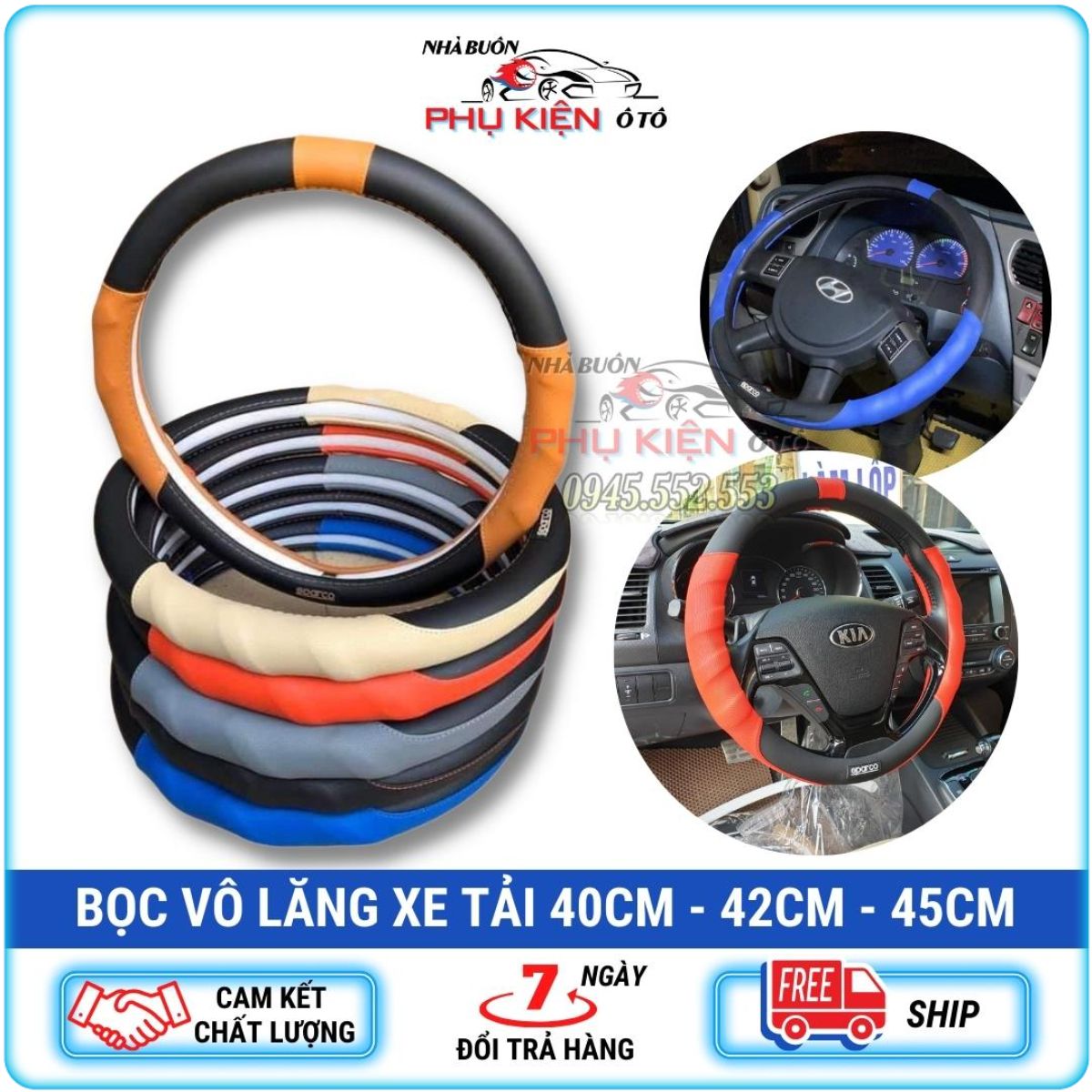 Bọc Vô Lăng Sparco cao cấp size to Dành Cho Xe Tải kích thước 40cm- 42cm -45cm